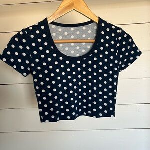 Polka Dot Crop Top - Navy and White